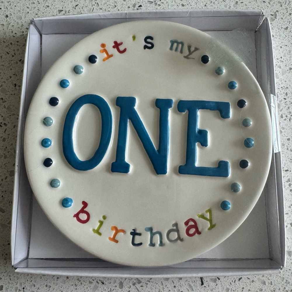 Mud Pie 1st Birthday Plate New